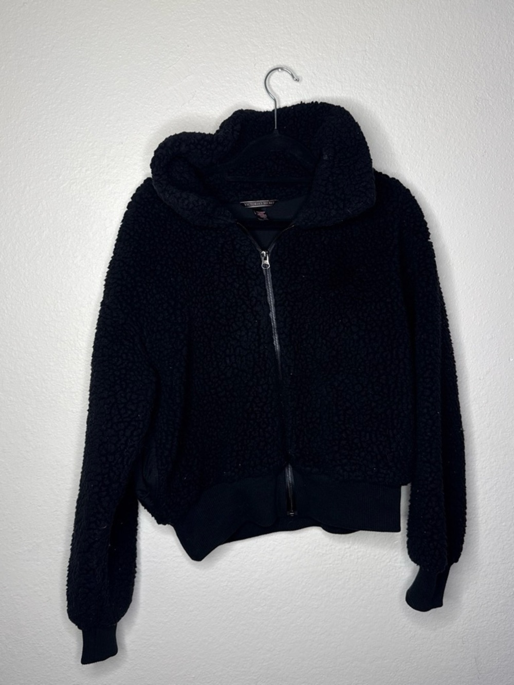 Victoria's Secret Black Sherpa Zip-Up Hoodie
